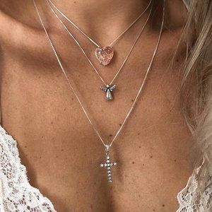 Bohemian Angel Heart Cross Multilayer Necklace